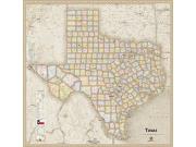 Texas Antique Wall Map