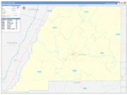 Attala County, MS Wall Map Zip Code Basic Style 2022