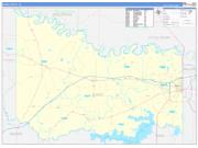 Bowie County, TX Wall Map Zip Code Basic Style 2022