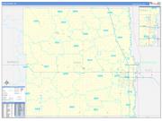 Cass County, ND Wall Map Zip Code Basic Style 2023