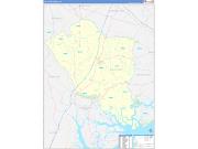 Colleton County, SC Wall Map Zip Code Basic Style 2023