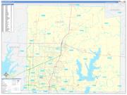 Collin County, TX Wall Map Zip Code Basic Style 2022