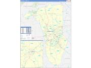 Greenville County, SC Wall Map Zip Code Basic Style 2022