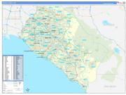 Orange County, CA Wall Map Zip Code Basic Style 2023