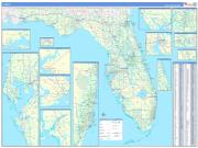 Florida Wall Map Zip Code Basic Style 2023