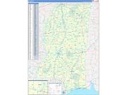 Mississippi Wall Map Zip Code Basic Style 2022