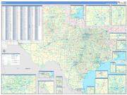 Texas Wall Map Zip Code Basic Style 2023