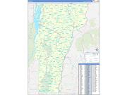 Vermont Wall Map Zip Code Basic Style 2023
