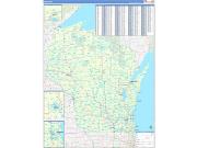 Wisconsin Wall Map Zip Code Basic Style 2023