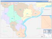 Lee County, IA Wall Map Color Cast Style 2022