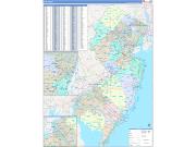 New Jersey Wall Map Color Cast Style 2022