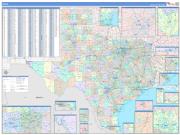 Texas Wall Map Color Cast Style 2023