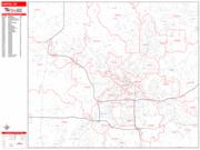 Akron Wall Map Zip Code Red Line Style 2022