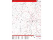 Atlanta Wall Map Zip Code Red Line Style 2022