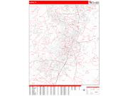 Austin Wall Map Zip Code Red Line Style 2022