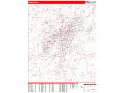 Birmingham Wall Map Zip Code Red Line Style 2022