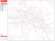 Boise Wall Map Zip Code Red Line Style 2023