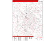 Charlotte Wall Map Zip Code Red Line Style 2022