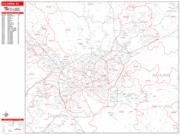 Columbia Wall Map Zip Code Red Line Style 2023