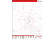 Denton Wall Map Zip Code Red Line Style 2022
