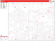 Frisco Wall Map Zip Code Red Line Style 2022