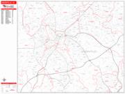 Greenville Wall Map Zip Code Red Line Style 2023