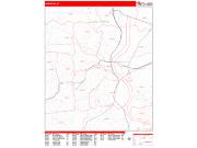 Hartford Wall Map Zip Code Red Line Style 2023