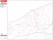 Lorain Wall Map Zip Code Red Line Style 2022