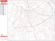 Louisville Wall Map Zip Code Red Line Style 2022
