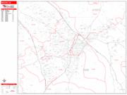 Macon Wall Map Zip Code Red Line Style 2023