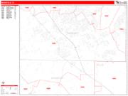 Mansfield Wall Map Zip Code Red Line Style 2022