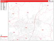 McKinney Wall Map Zip Code Red Line Style 2023