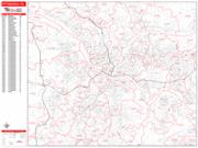 Pittsburgh Wall Map Zip Code Red Line Style 2023