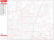 Plano Wall Map Zip Code Red Line Style 2022