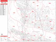 Vancouver Wall Map Zip Code Red Line Style 2022