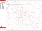 Youngstown Wall Map Zip Code Red Line Style 2022