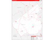 Abbeville County, SC Wall Map Zip Code Red Line Style 2022