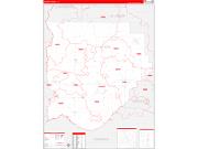AcadiaParish (County), LA Wall Map Zip Code Red Line Style 2023