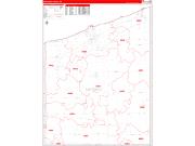 Ashtabula County, OH Wall Map Zip Code Red Line Style 2022