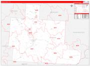 Athens County, OH Wall Map Zip Code Red Line Style 2022