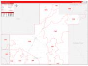 Atoka County, OK Wall Map Zip Code Red Line Style 2023