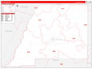Attala County, MS Wall Map Zip Code Red Line Style 2022