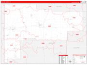 Auglaize County, OH Wall Map Zip Code Red Line Style 2022