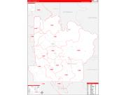 AvoyellesParish (County), LA Wall Map Zip Code Red Line Style 2023