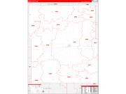 Barnes County, ND Wall Map Zip Code Red Line Style 2022