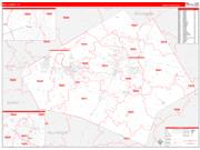 Bell County, TX Wall Map Zip Code Red Line Style 2022