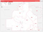 Bibb County, AL Wall Map Zip Code Red Line Style 2022