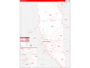 BossierParish (County), LA Wall Map Zip Code Red Line Style 2023