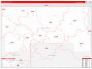 Bottineau County, ND Wall Map Zip Code Red Line Style 2022