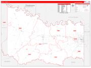 Bowie County, TX Wall Map Zip Code Red Line Style 2022